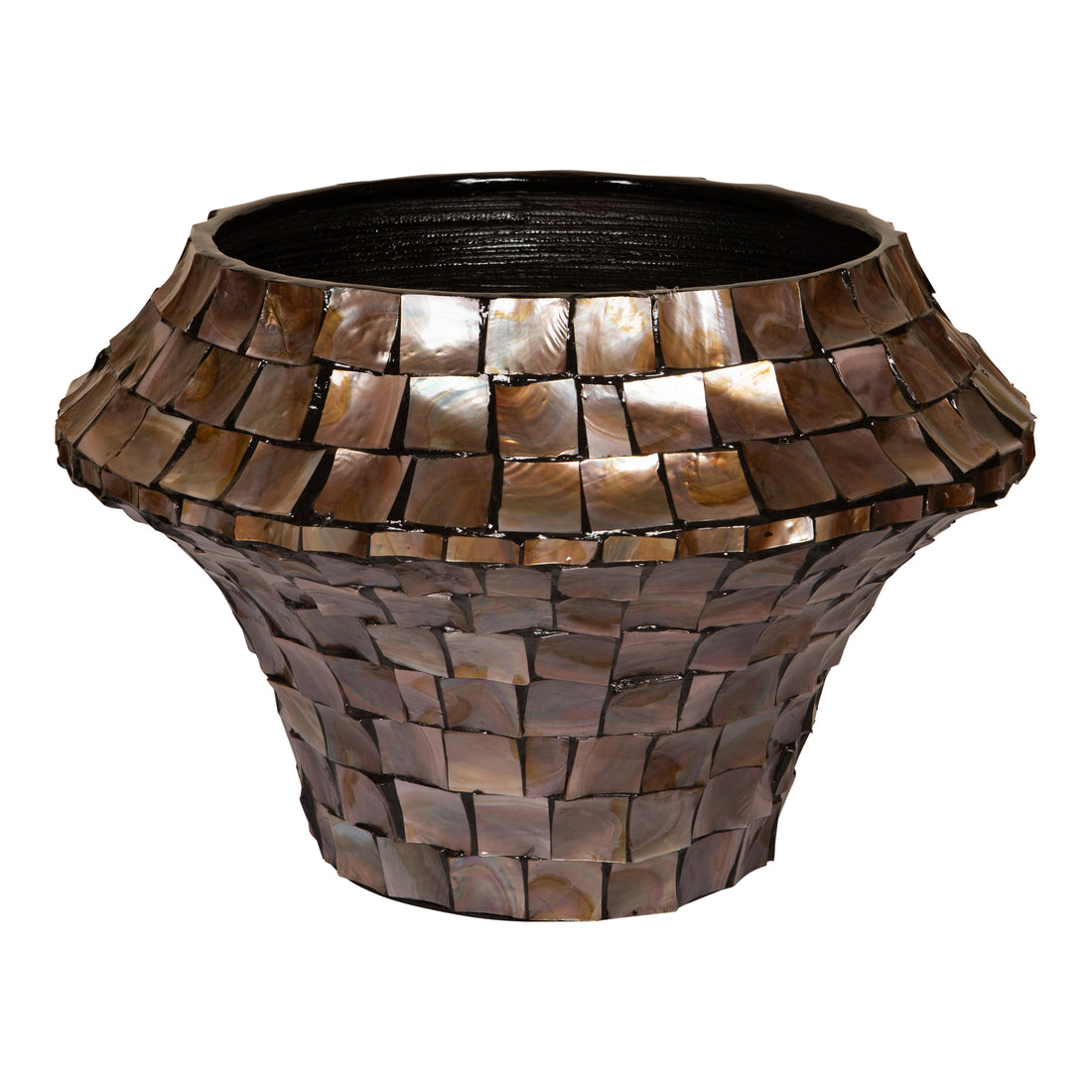 Daven Vaso Rotondo Grande in Bambù con Guscio in Polimero Bronzo PTMD