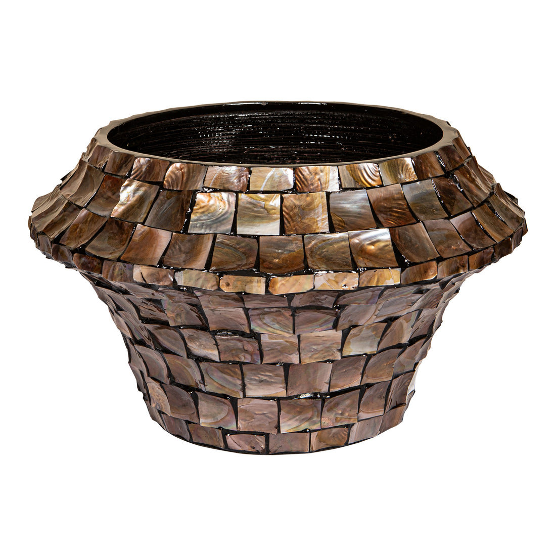Daven Vaso Rotondo Medio in Bambù con Calamita in Polimero Bronzato PTMD