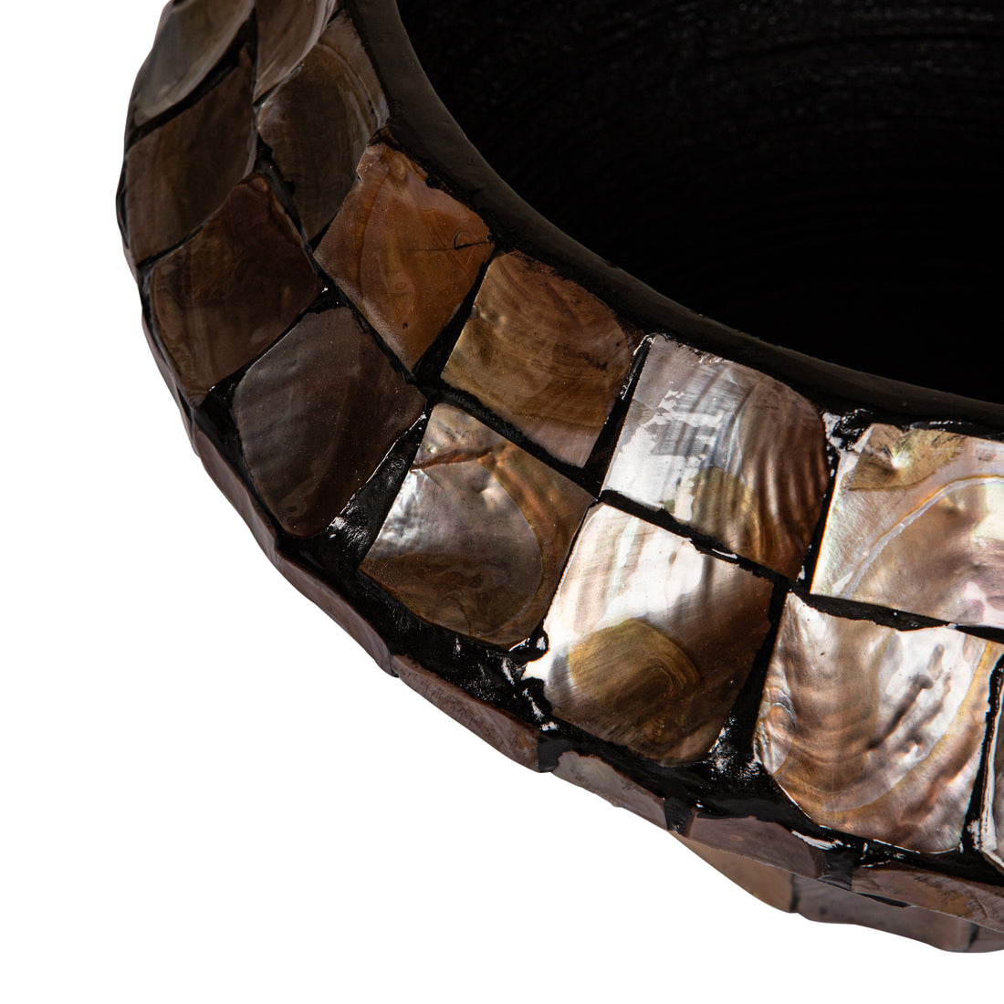 Daven Vaso Basso Rotondo in Bambù con Guscio in Polimero Bronzo S 41x41x20cm PTMD