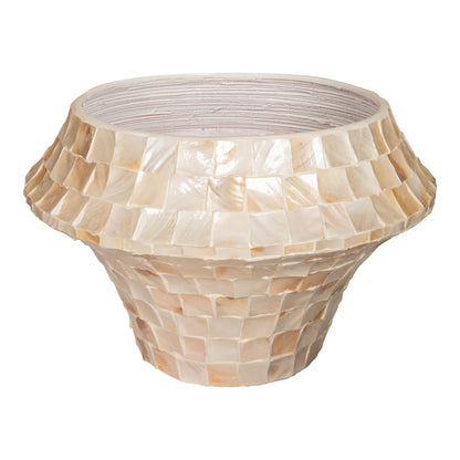 Daven Cream Poly Shell Bamboo Pot Rotondo Basso Grande PTMD