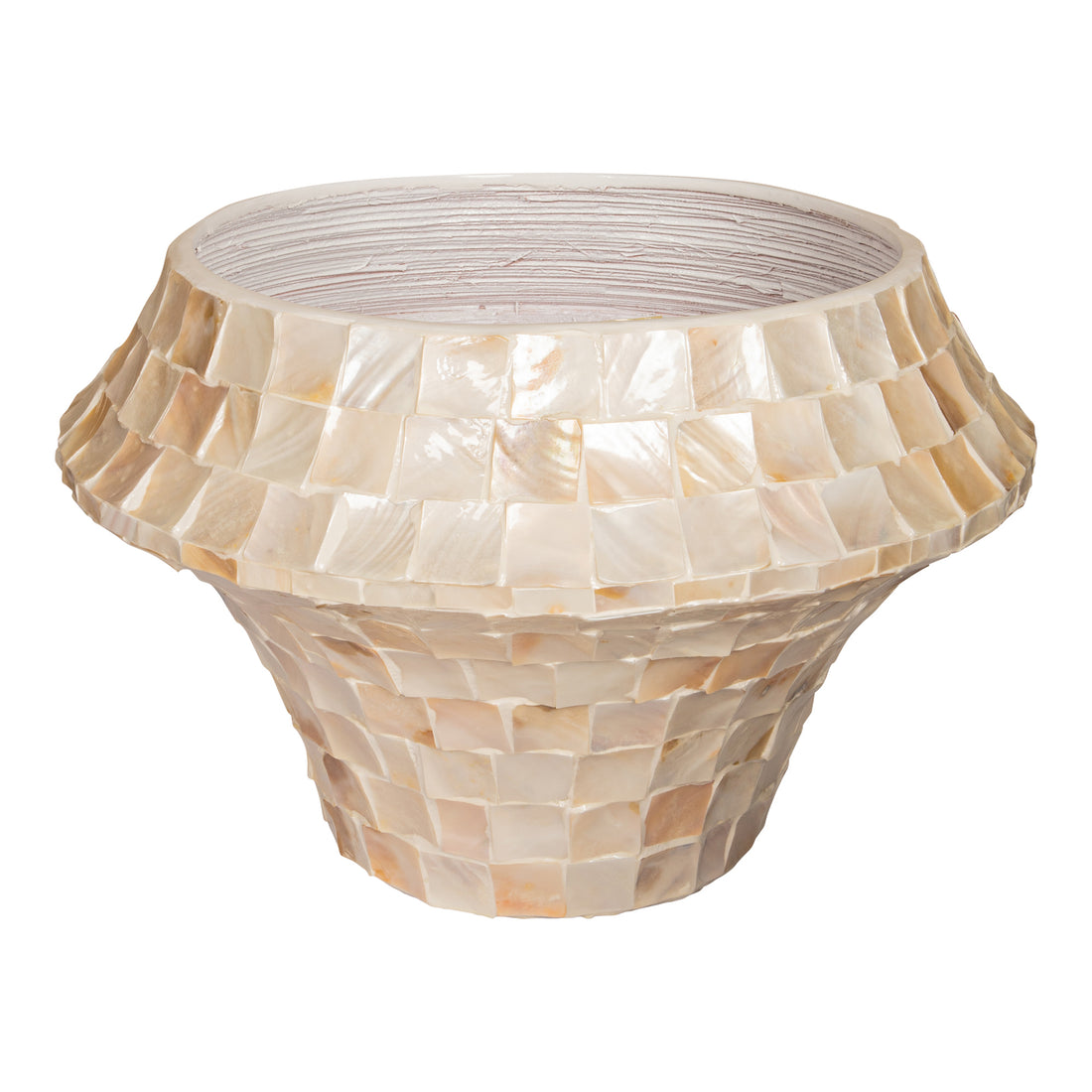 Daven Cream Poly Shell Bamboo Pot Rotondo Basso Grande PTMD