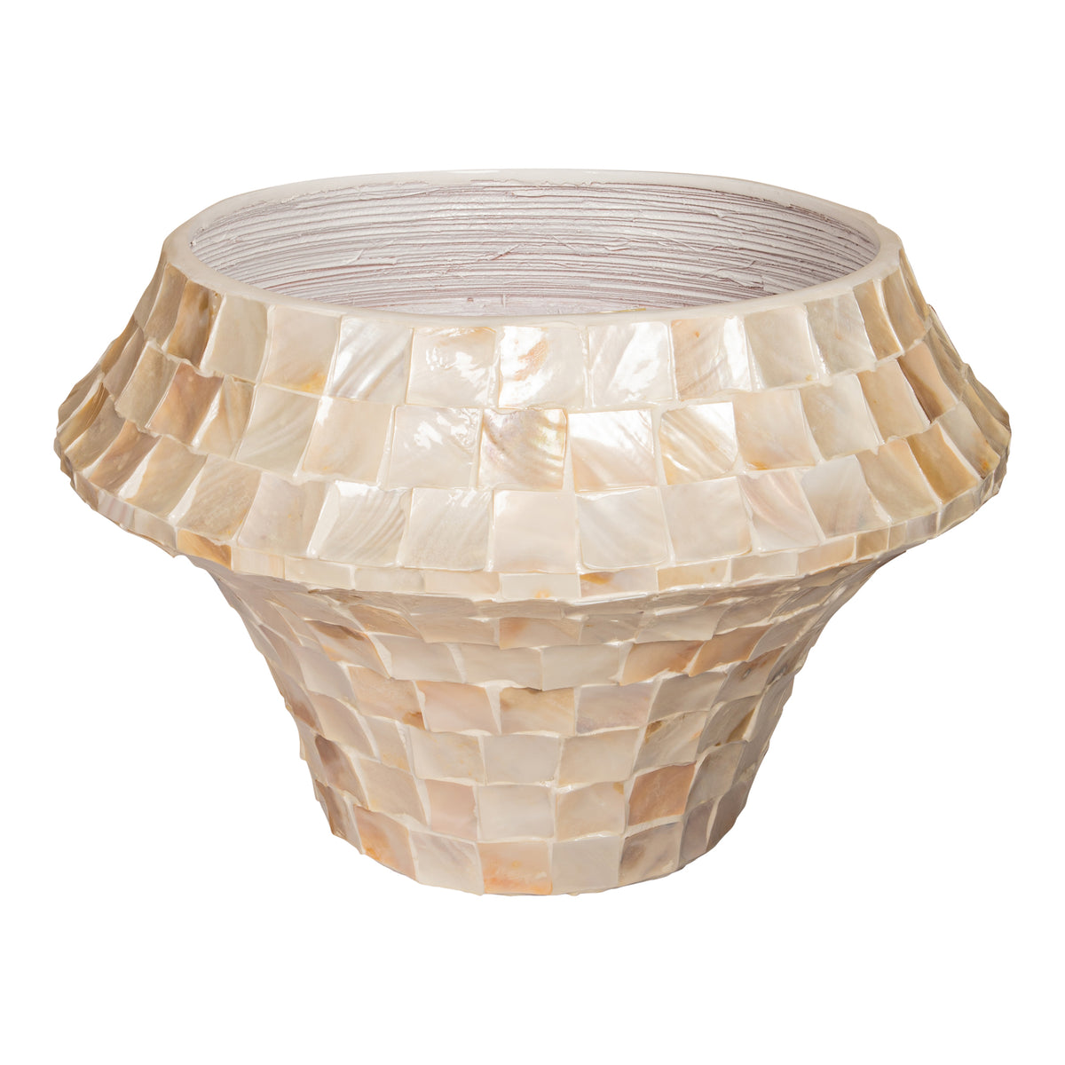 Daven Cream Poly Shell Bamboo Pot Rotondo Basso Grande PTMD