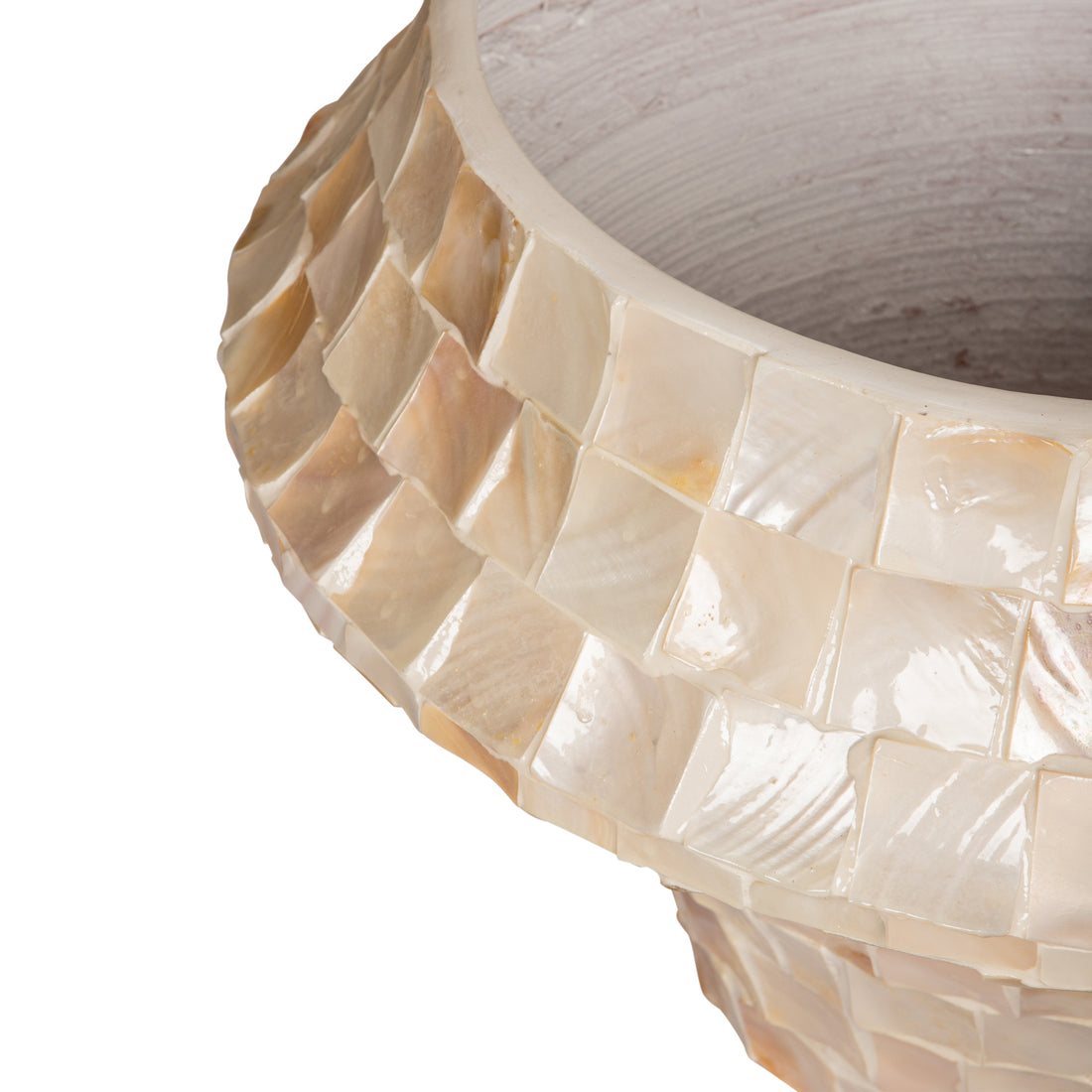 Daven Cream Poly Shell Bamboo Pot Rotondo Basso Grande PTMD