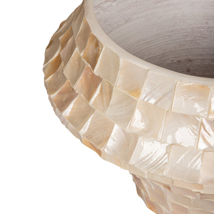 Daven Cream Poly Shell Bamboo Pot Rotondo Basso Grande PTMD