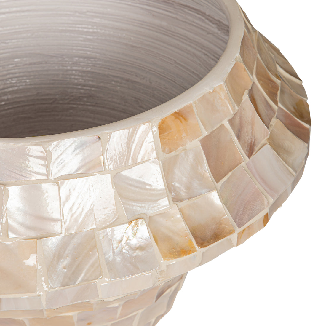 Daven Vaso Rotondo Basso Medio in Bambù con Guscio in Polimero Crema PTMD