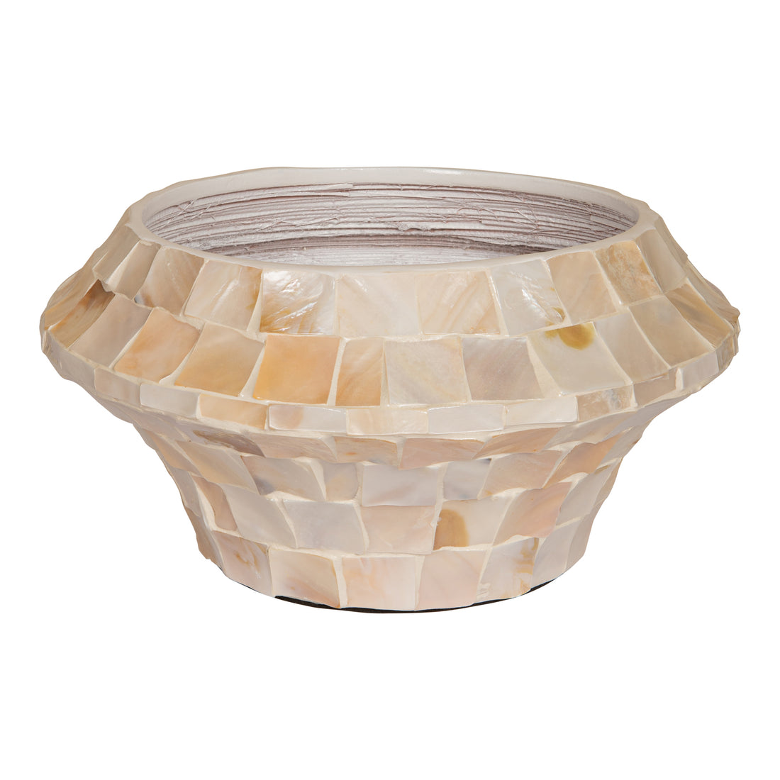Daven Vaso rotondo basso in bambù con guscio in polimero color crema S PTMD
