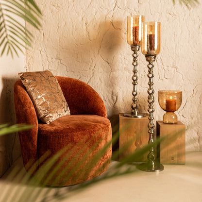 Lanterna antivento Tracy in alluminio con vetro Champagne Ø22cm x H125cm PTMD