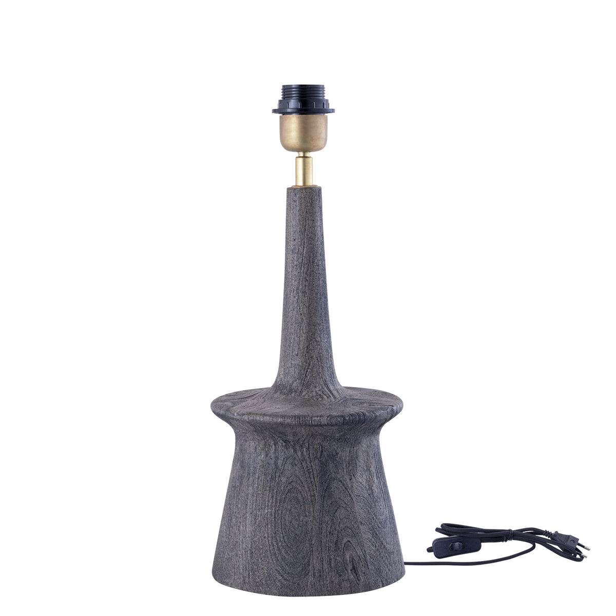 Lampada da tavolo Caelin Grey in legno di mango, stretta e rotonda PTMD