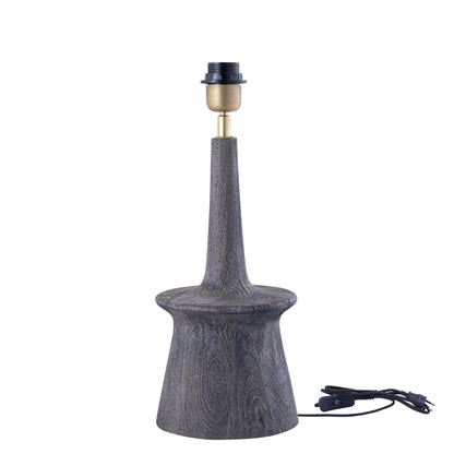 Lampada da tavolo Caelin Grey in legno di mango, stretta e rotonda PTMD