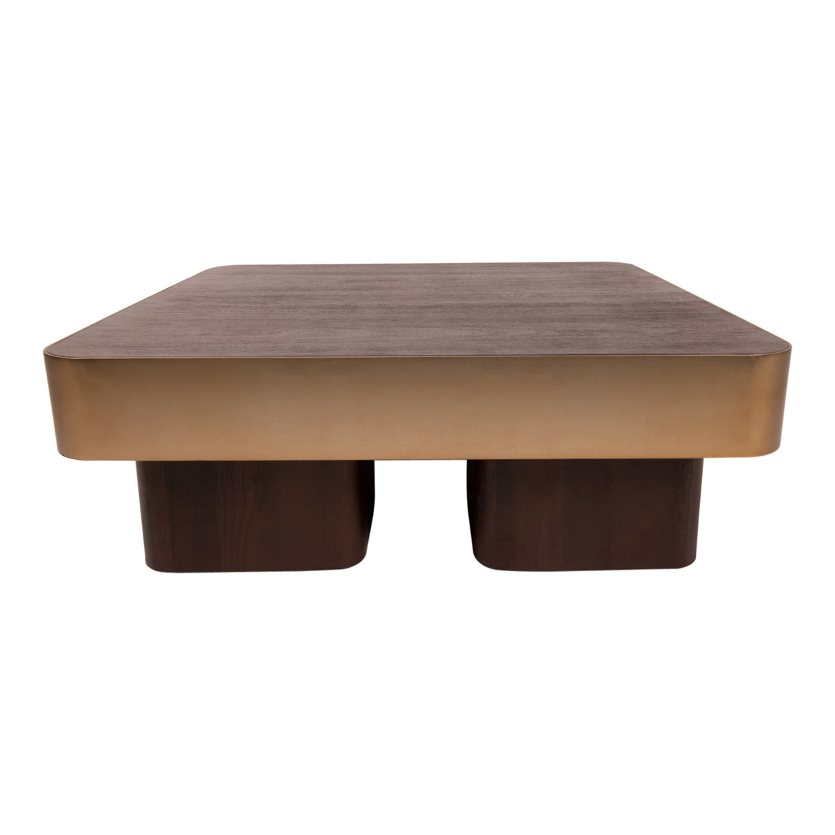Tavolino da caffè Warren 90x90x31 legno marrone metallo oro PTMD