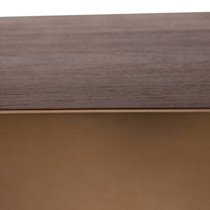 Tavolino da caffè Warren 90x90x31 legno marrone metallo oro PTMD
