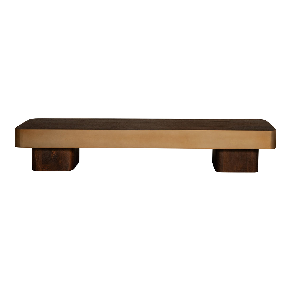 Tavolino da salotto Warren in legno marrone e metallo dorato PTMD
