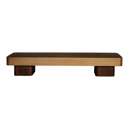Tavolino da salotto Warren in legno marrone e metallo dorato PTMD