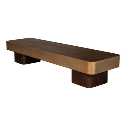 Tavolino da salotto Warren in legno marrone e metallo dorato PTMD