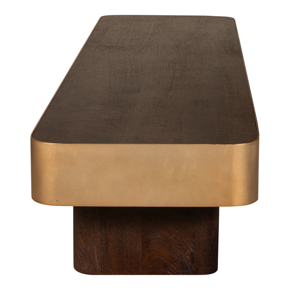 Tavolino da salotto Warren in legno marrone e metallo dorato PTMD