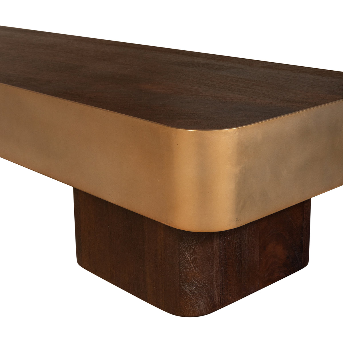 Tavolino da salotto Warren in legno marrone e metallo dorato PTMD
