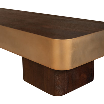 Tavolino da salotto Warren in legno marrone e metallo dorato PTMD