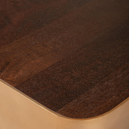Tavolino da salotto Warren in legno marrone e metallo dorato PTMD