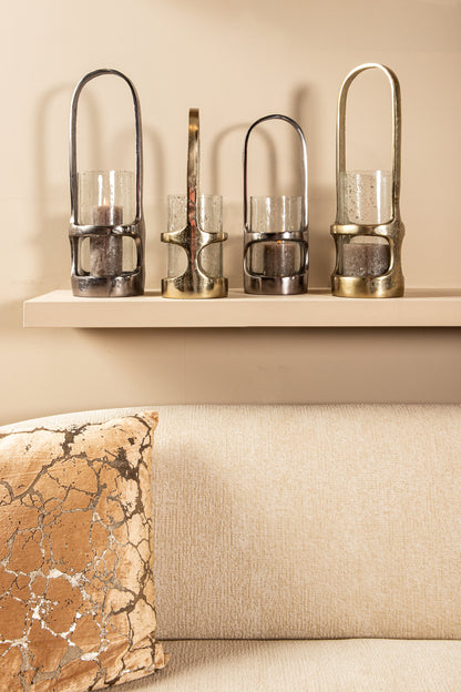Lanterne Rahana S - 14x14x40 cm - Alluminio - Oro PTMD