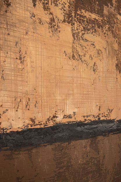 Pannello da parete dipinto su tela marrone Asante, cornice quadrata PTMD