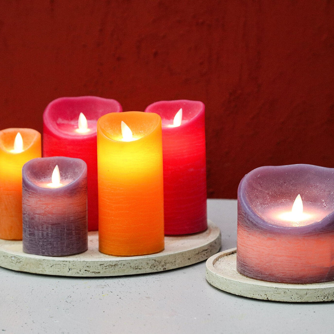 Set di 5 candele LED lilla rustico PTMD