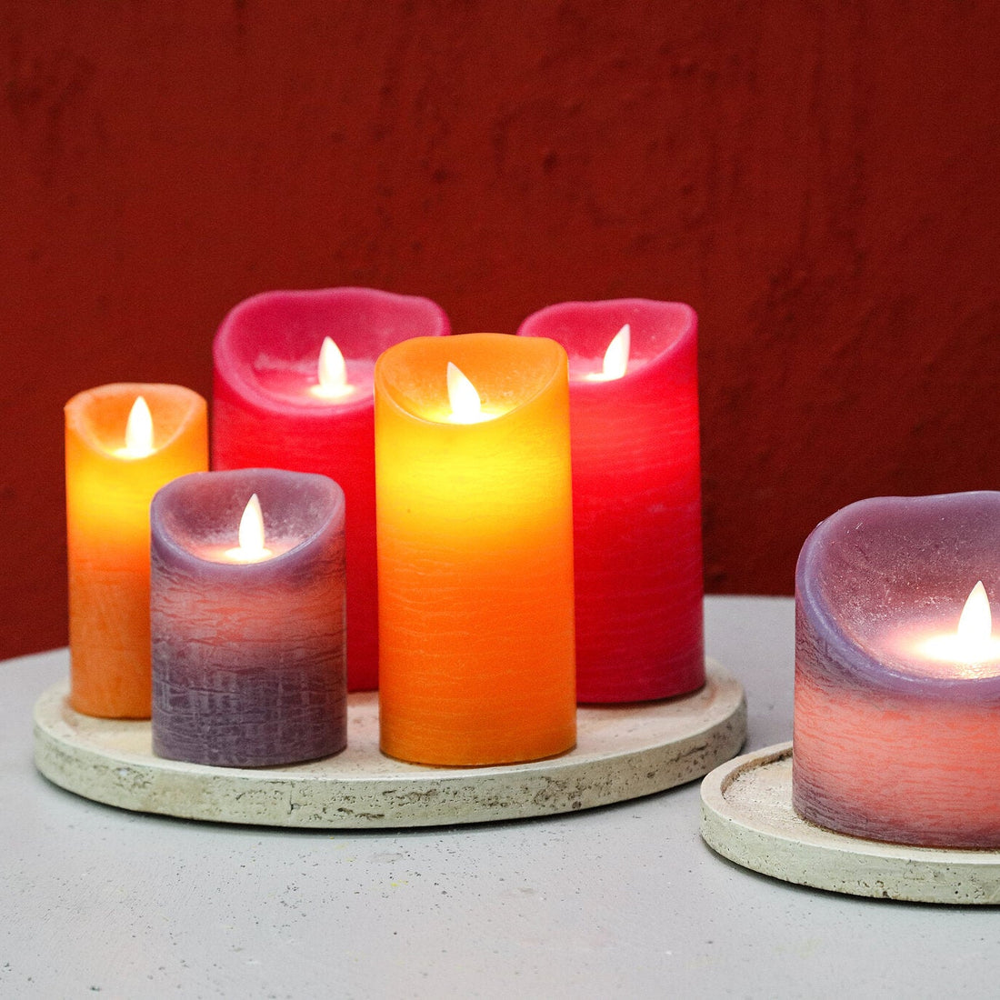 Set di 5 candele a LED arancione rustico PTMD