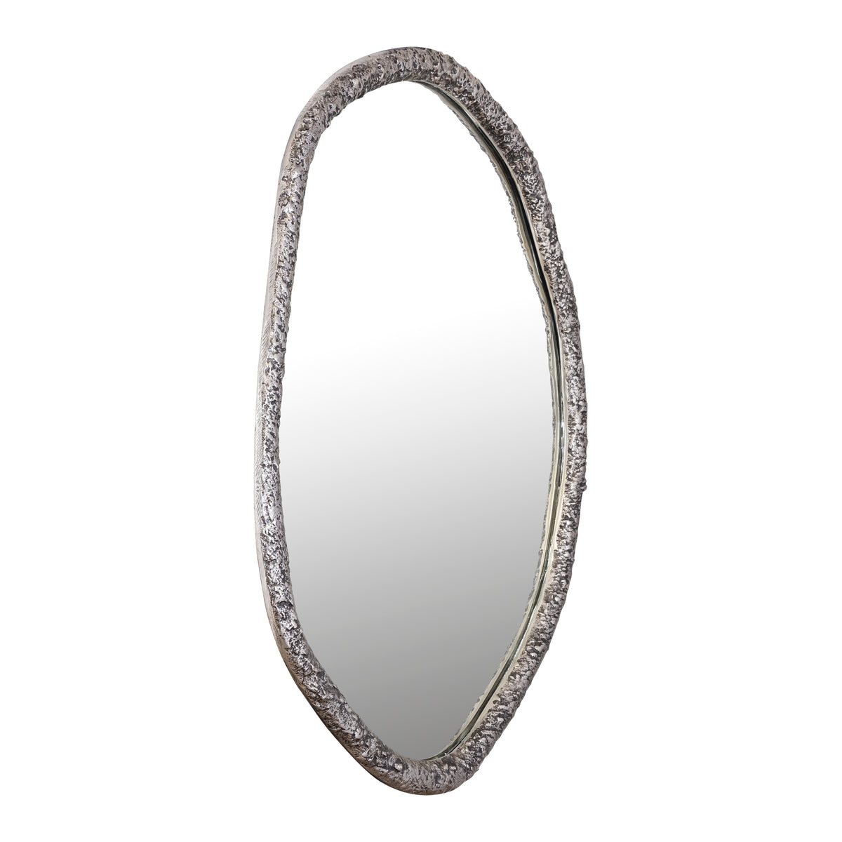 Specchio rotondo Paisley Nickel a forma organica PTMD