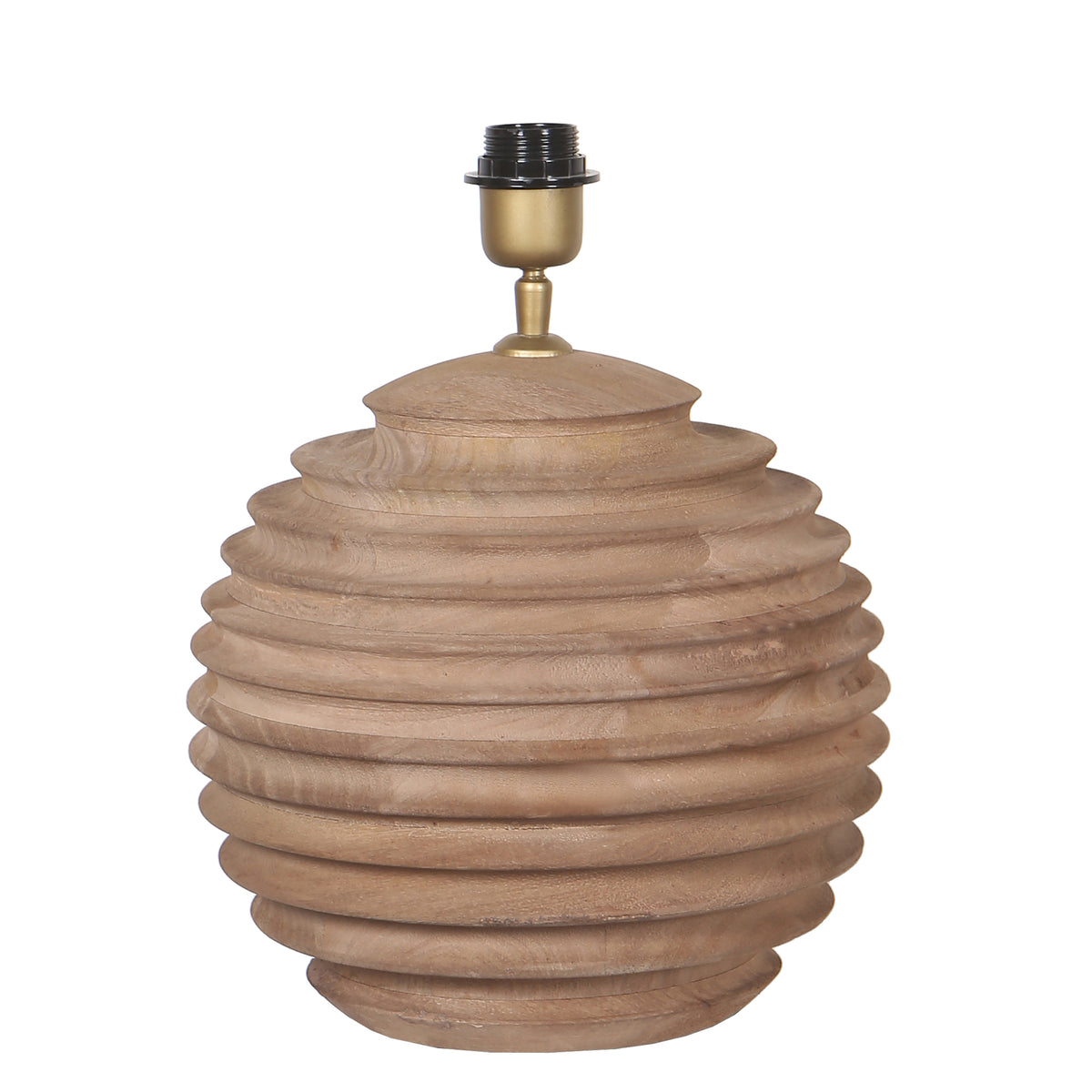 Base lampada da tavolo scanalata in legno di mango naturale Roven PTMD