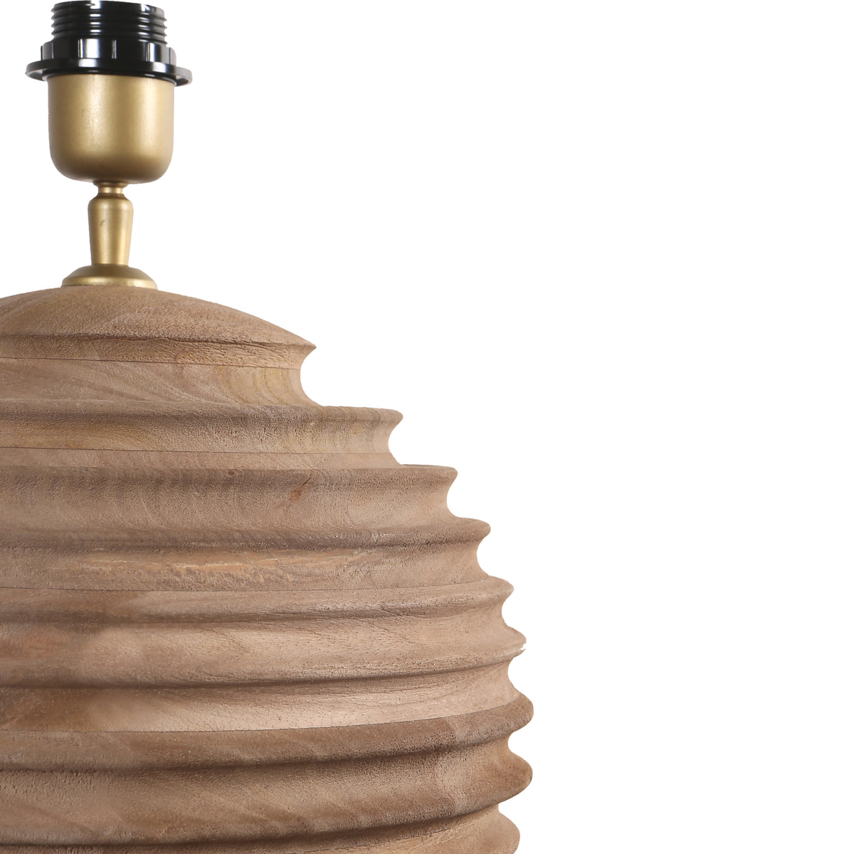 Base lampada da tavolo scanalata in legno di mango naturale Roven PTMD