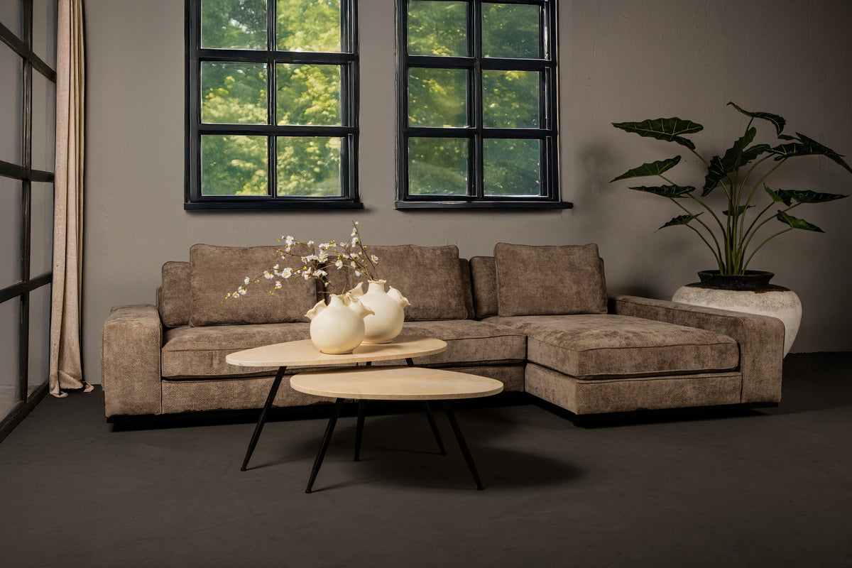 Set di 2 tavolini da salotto Veria in marmo beige PTMD