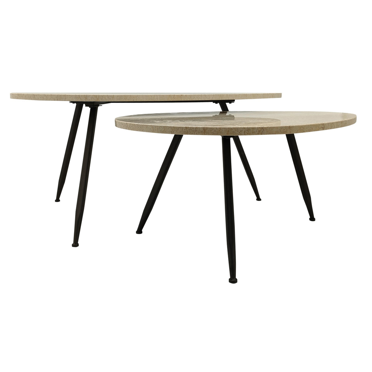 Set di 2 tavolini da salotto Veria in marmo beige PTMD