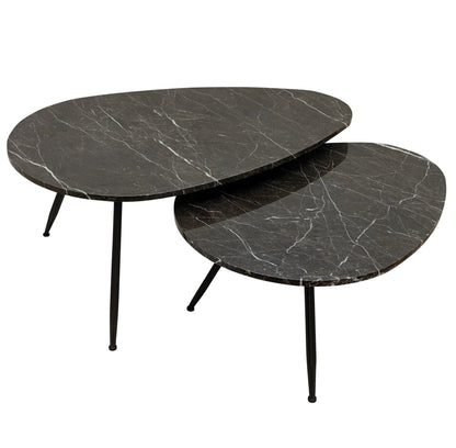 Set di 2 tavolini da salotto Veria in marmo marrone PTMD