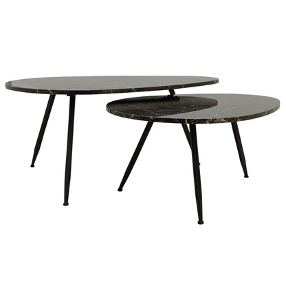 Set di 2 tavolini da salotto Veria in marmo marrone PTMD