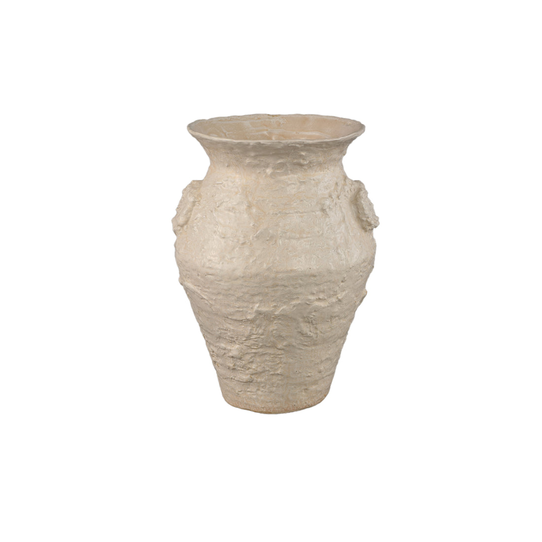 Vaso Leandra Beige Rotondo in Ceramica Grezza Strutturata Medio PTMD