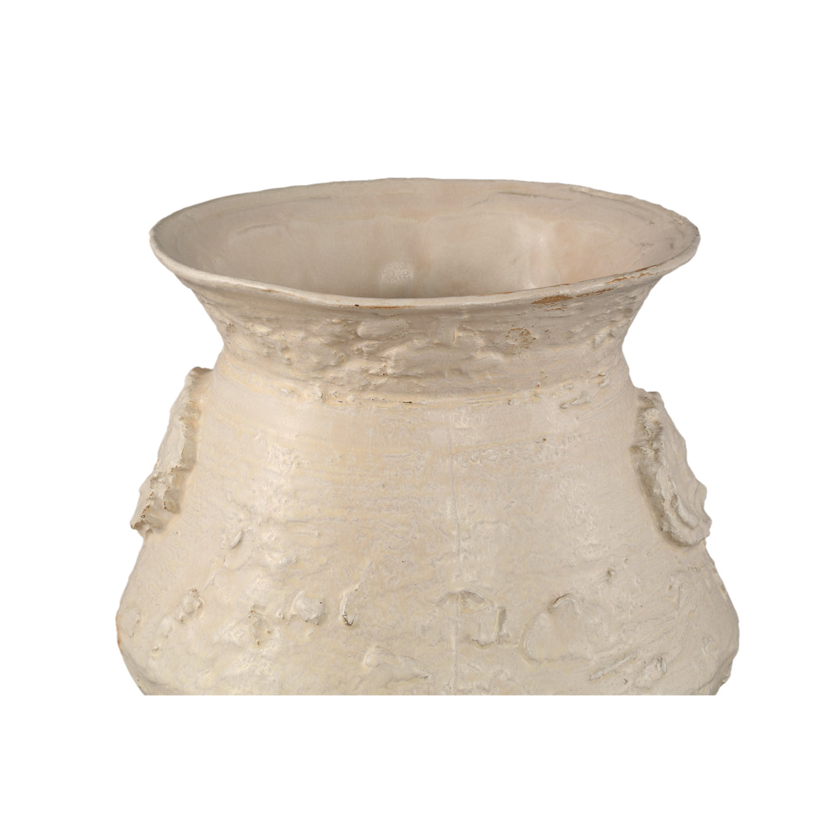 Vaso Leandra Beige Rotondo in Ceramica Grezza Strutturata Large PTMD