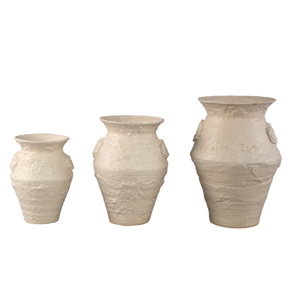 Vaso Leandra Beige Rotondo in Ceramica Grezza Strutturata Large PTMD