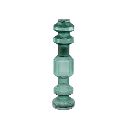 Galinda Candela in vetro scanalato verde scuro piccola PTMD