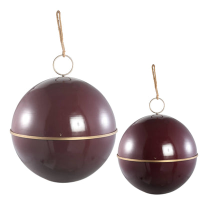 Set di 2 palline di Natale pendenti in ferro Alva color bordeaux PTMD