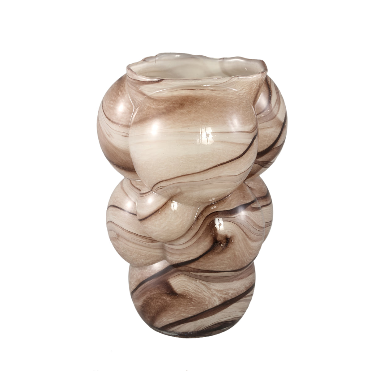 Arenda Vaso in vetro solido color crema finitura marmo Grande PTMD