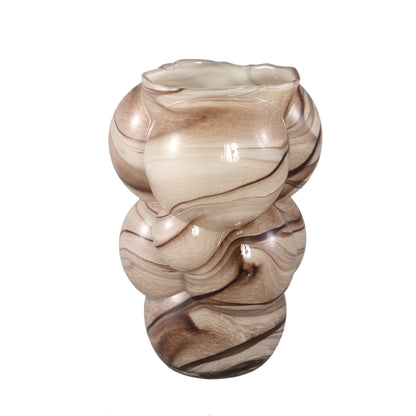 Arenda Vaso in vetro solido color crema finitura marmo Grande PTMD