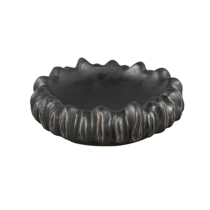 Piatto Luci Nero Ceramica Ondulato Rotondo PTMD