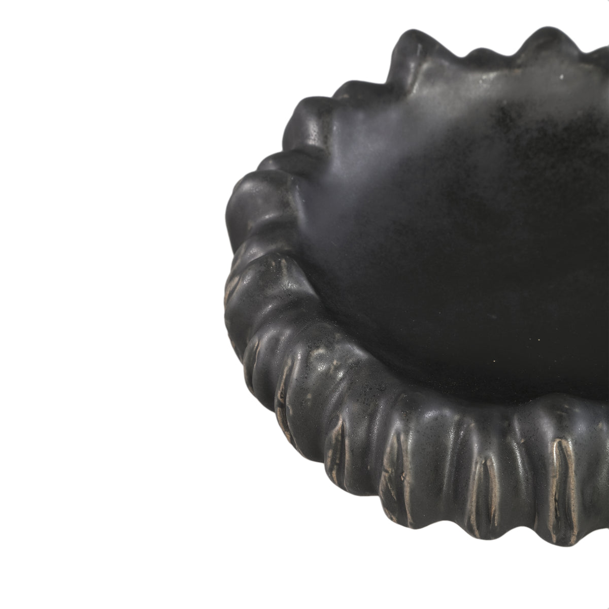 Piatto Luci Nero Ceramica Ondulato Rotondo PTMD