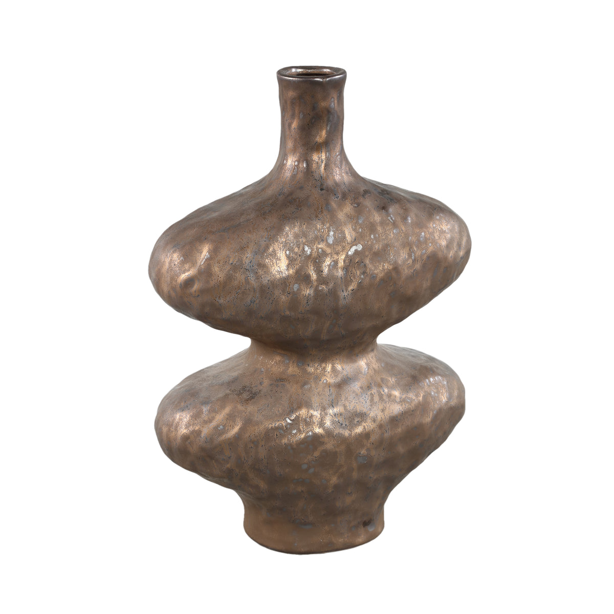 Chelsean Vaso in Ceramica Ovale a Bulbo color Bronzo L 28x16x40cm PTMD