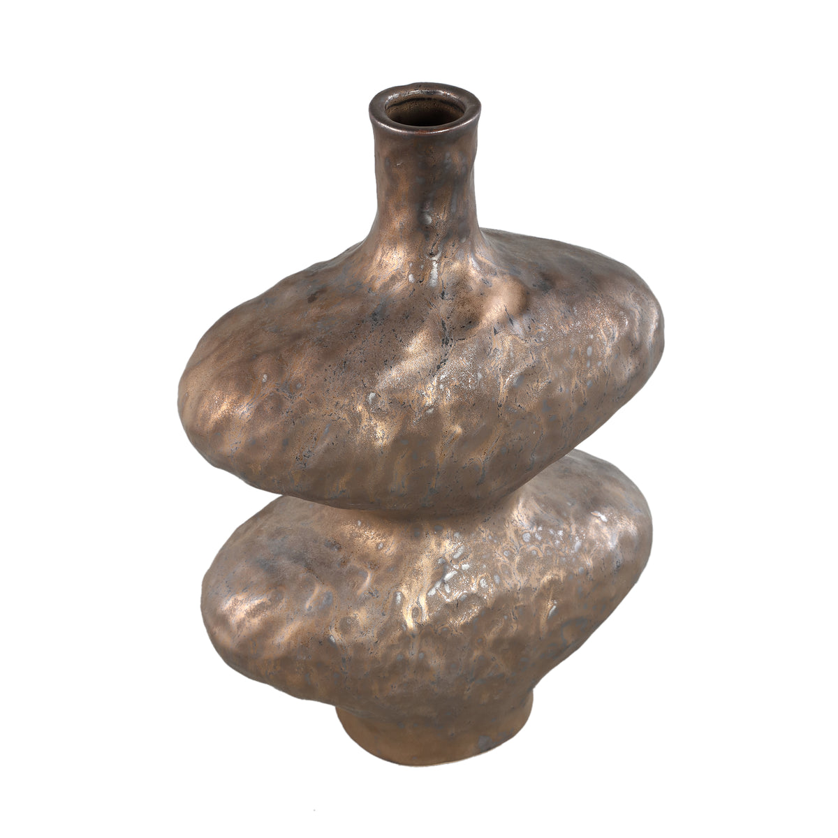 Chelsean Vaso in Ceramica Ovale a Bulbo color Bronzo L 28x16x40cm PTMD