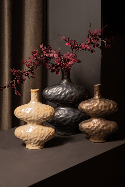 Chelsean Vaso in Ceramica Ovale a Bulbo color Bronzo L 28x16x40cm PTMD