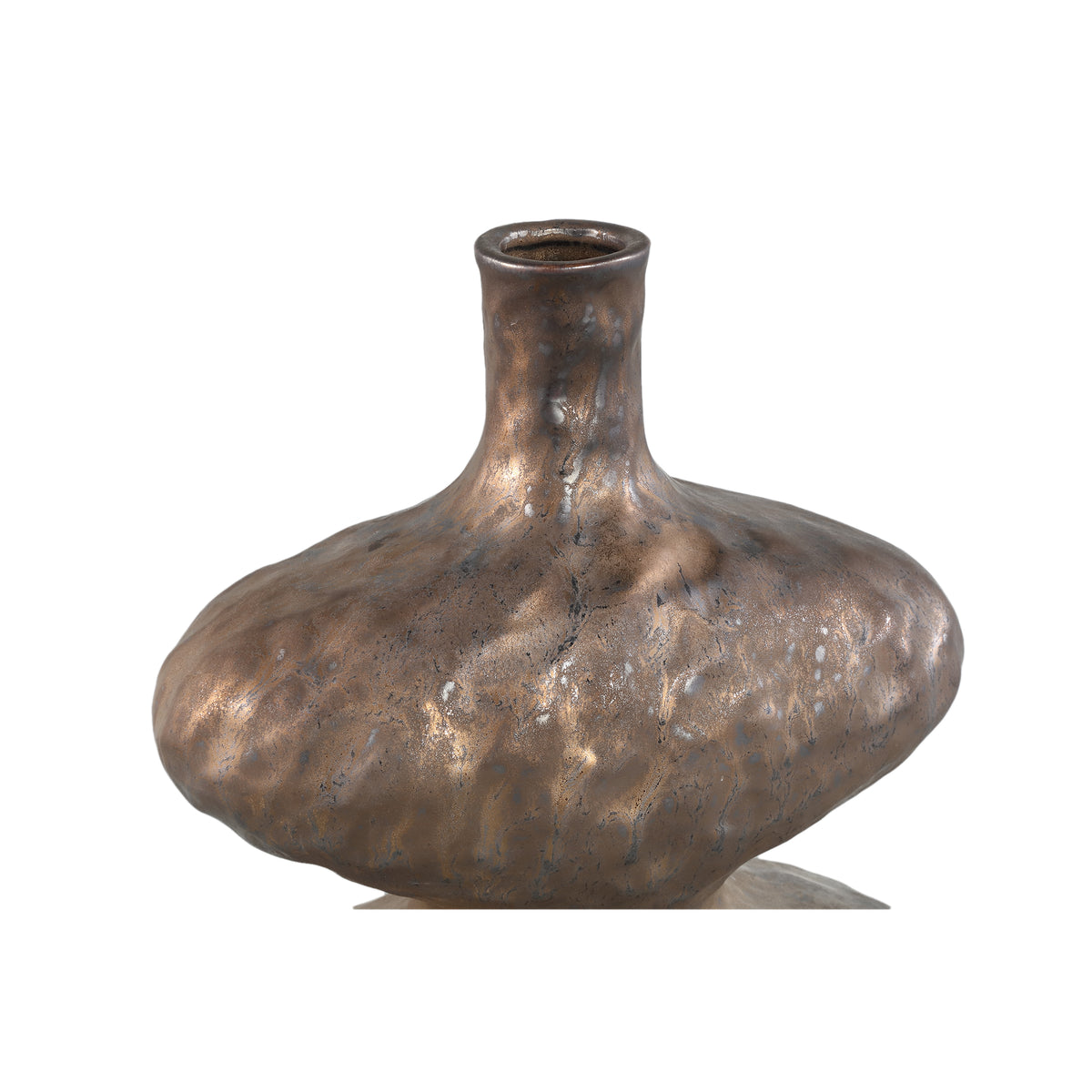 Chelsean Vaso in Ceramica Ovale a Bulbo color Bronzo L 28x16x40cm PTMD