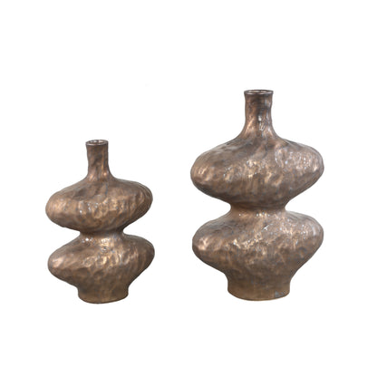 Chelsean Vaso in Ceramica Ovale a Bulbo color Bronzo L 28x16x40cm PTMD
