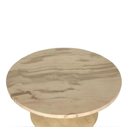 Tavolino Callain Legno di Mango Naturale Marmo PTMD