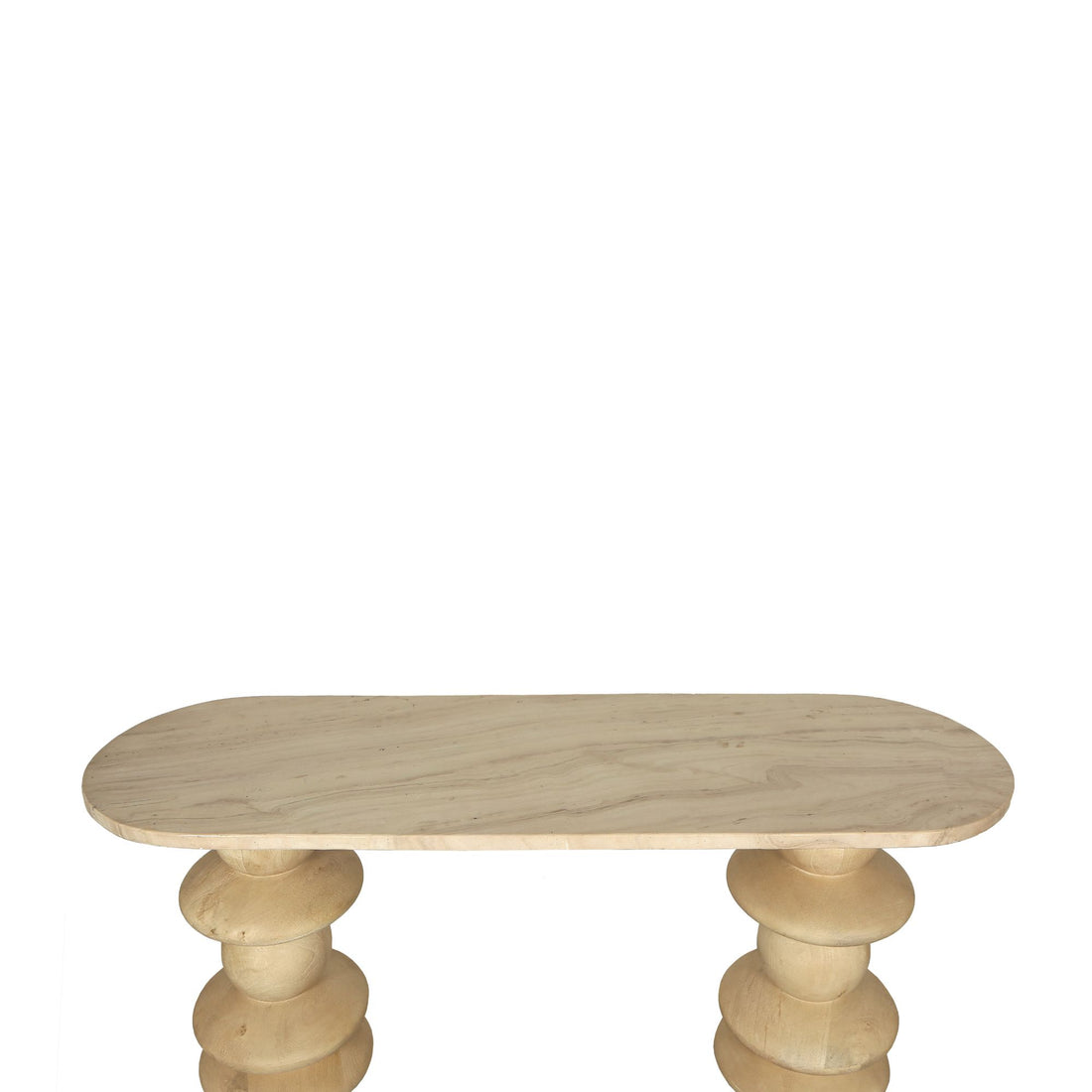 Tavolino Callain in legno di mango naturale e marmo ovale PTMD