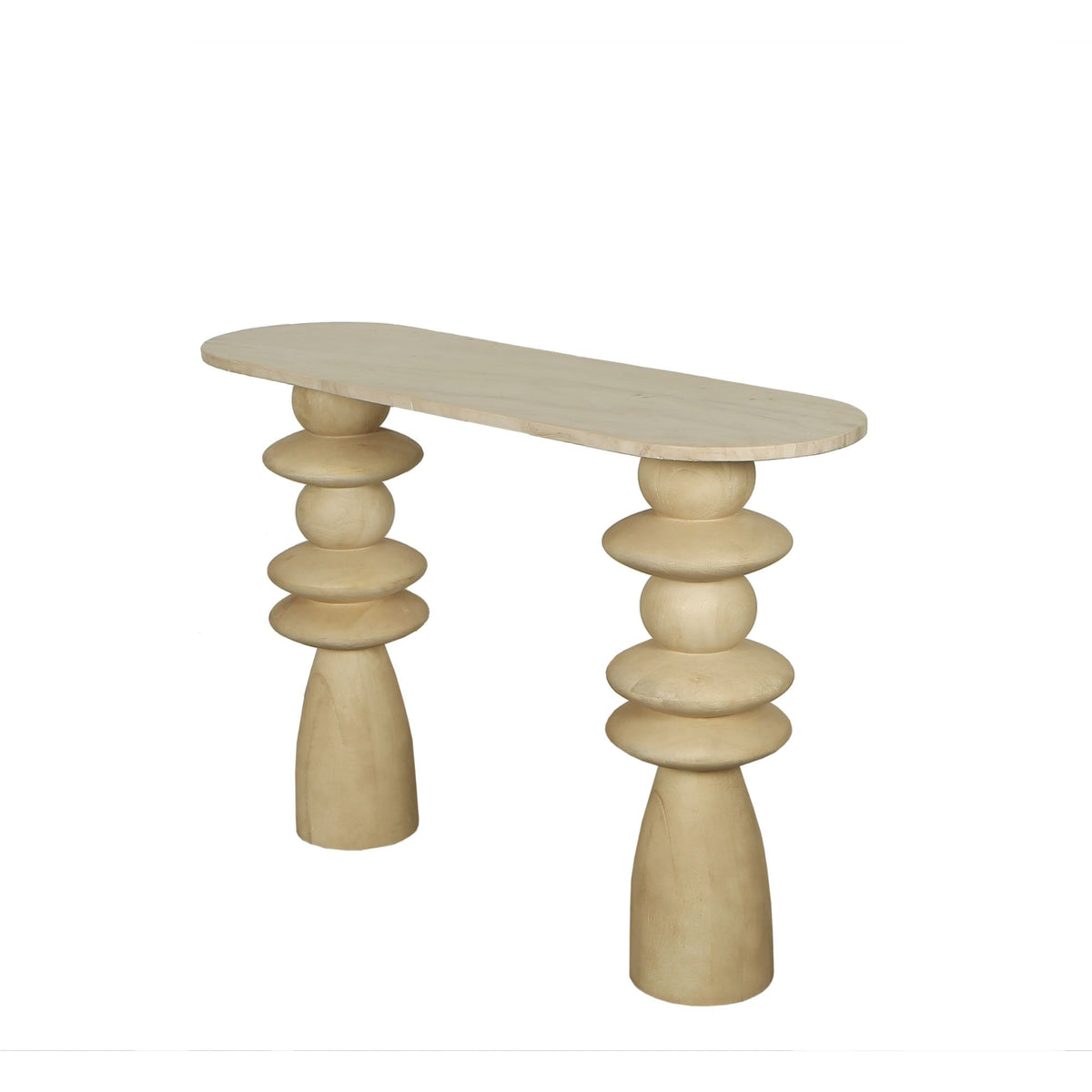 Tavolino Callain in legno di mango naturale e marmo ovale PTMD